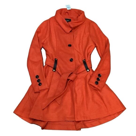 NWT VMONG Wool Blend Flare Red Belted Coat Medium - Picture 1 of 12